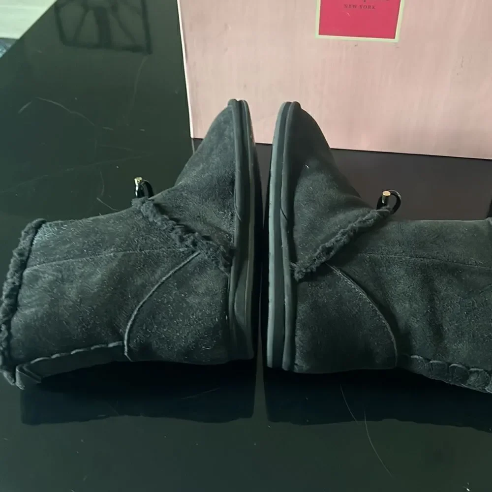 Kate Spade Faux Shearling Suede Boots black